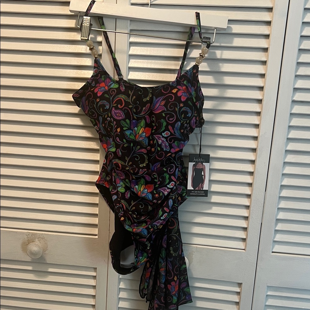 #1578** Nicole Miller Studio Colorful Floral Swimsuit/Sarong. Make An Offers - Picture 1 of 14